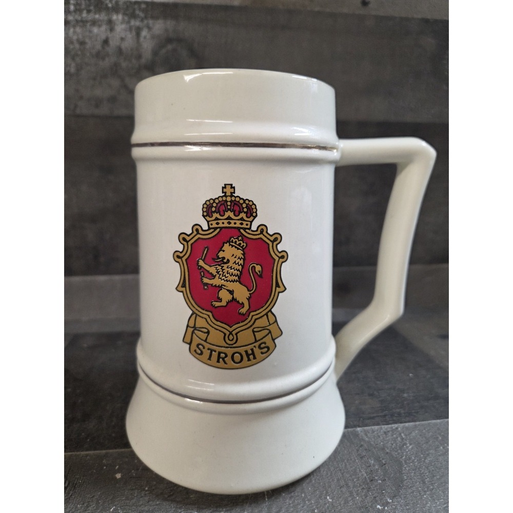 STROH'S MUG STEIN VINTAGE 1982, 1st Edition BOHEMIAN STYLE BEER